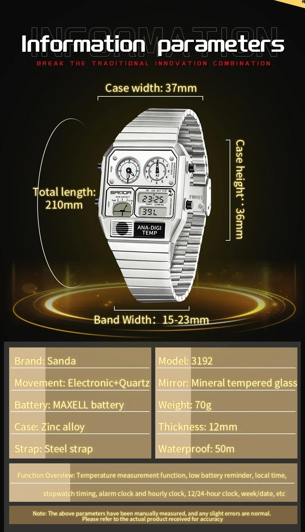 SANDA 3192 Fashion Unisex Watc - Vintage Digital Watch recension och pris