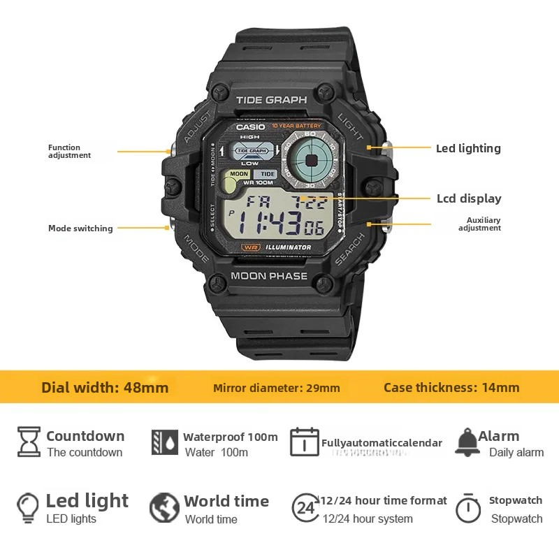 Casio WS-1700H Series Digital  - Vintage Digital Watch recension och pris